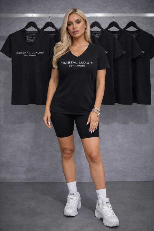 LADIES (V NECK)             PREMIUM COASTAL LUXURY. TEE